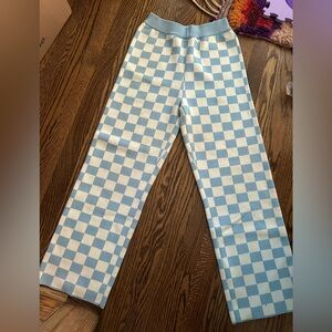 OAK + FORT stretchy checkered wide-leg pants